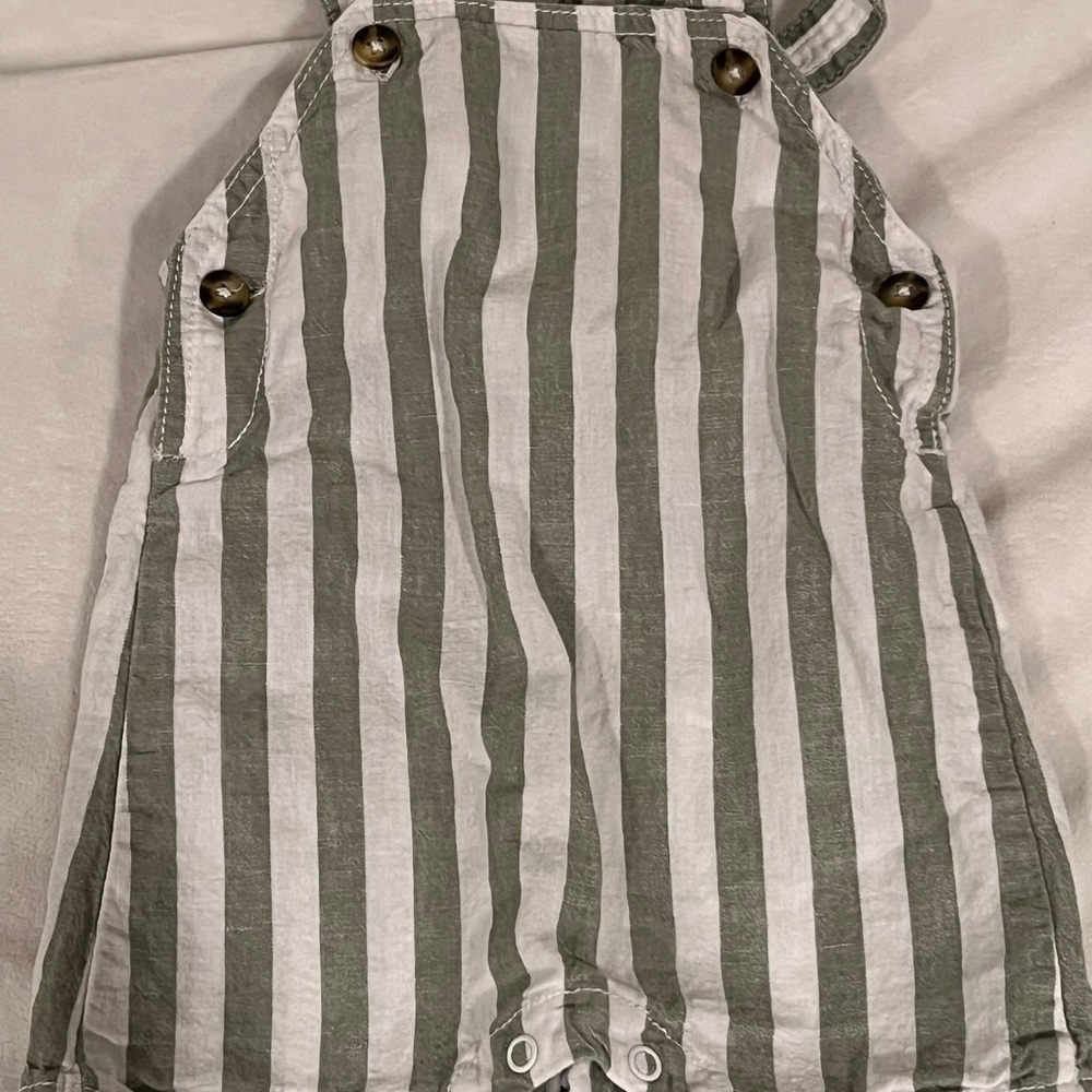 Striped Green and White Kids One Piece